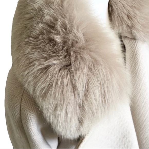 Vintage Alorna wool coat real fur collar Sz L - Picture 6 of 9